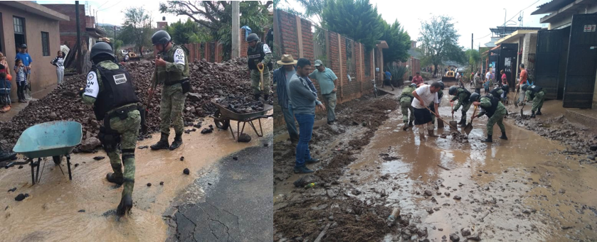 Auxilia Guardia Nacional a habitantes de Michoacán con trabajos de limpieza y desazolve