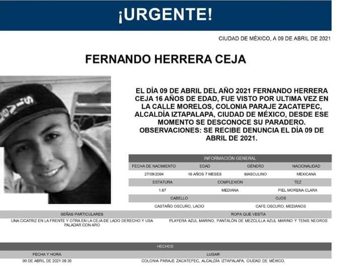 Activan Alerta Amber por joven en CDMX