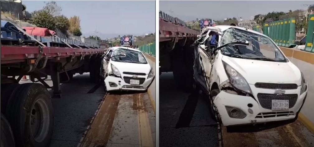 A punto de morir aplastado en el Paso Express Cuernavaca; la libró de milagro