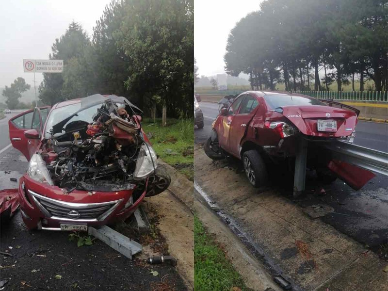 Fallece mujer al chocar contra barra de contención en la México-Cuernavaca