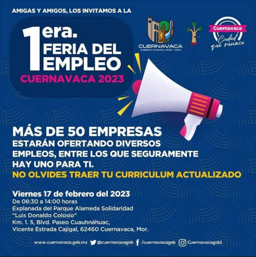 Empresas de Cuernavaca ofrecerán 800 vacantes en Feria del Empleo