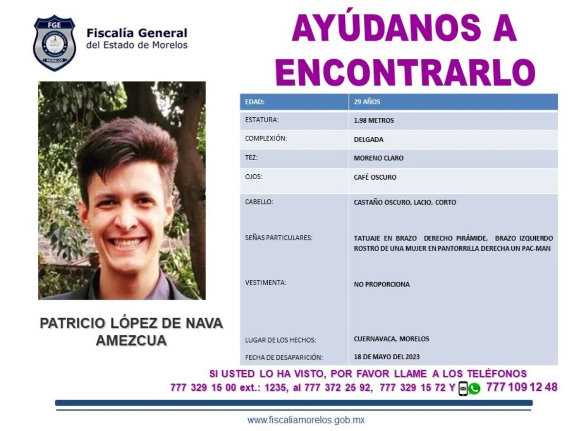 Patricio López desapareció en Cuernavaca, ¿lo has visto?