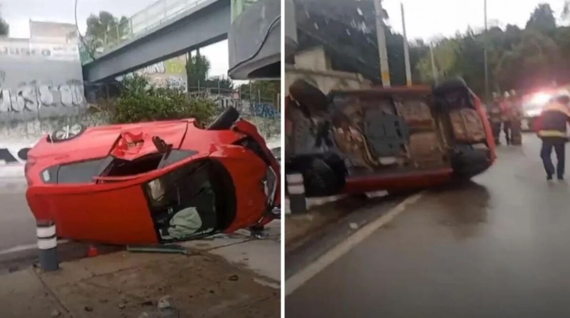 Conductor se vuelca en su automóvil en carretera México – Cuernavaca