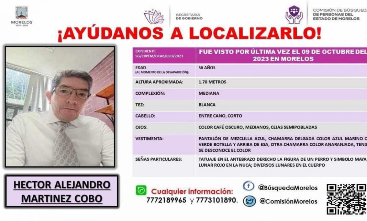 Casi un mes sin saber de Héctor; salió de Toluca a Cuernavaca