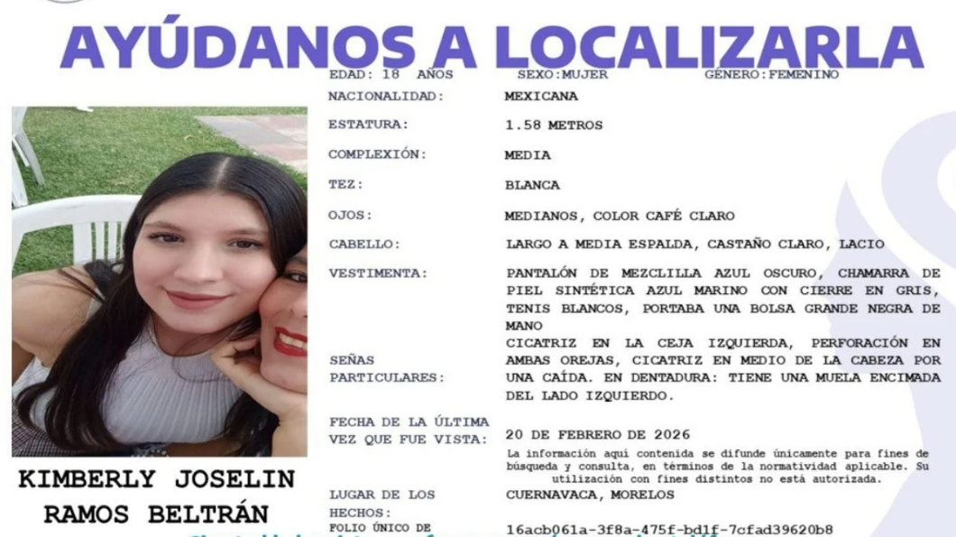 Fiscalía de Morelos confirma que cuerpo hallado sin vida es de Kimberly Ramos