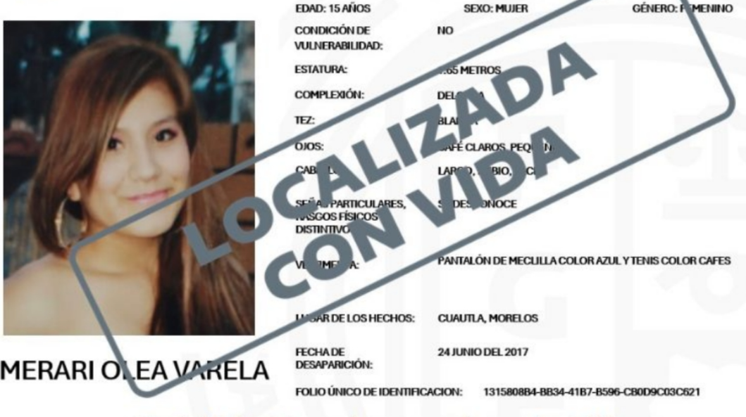 Después de 9 años, encuentran con vida a Merari Olea Varela